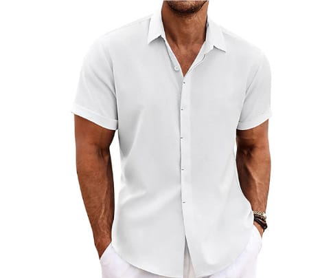 Men's Linen Short Sleeved T-shirt Loose Fitting - Image 2