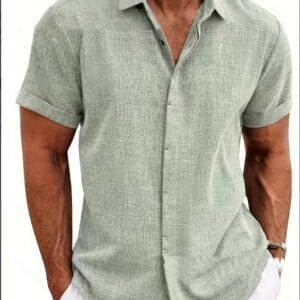 Men's Linen Short Sleeved T-shirt Loose Fitting